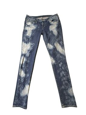 True Religion Skinny Flap Jeans Womens 31 Blue Acid Washed Custom